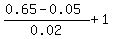%280.65-0.05%29%2F0.02+%2B+1