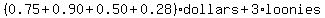 %280.75%2B0.90%2B0.50%2B0.28%29%2Adollars%2B3%2Aloonies