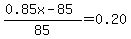 %280.85x-85%29%2F85=0.20