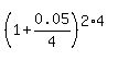%281%2B0.05%2F4%29%5E%282%2A4%29