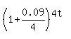 %281%2B0.09%2F4%29%5E%284t%29
