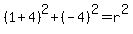 %281%2B4%29%5E2%2B%28-4%29%5E2=r%5E2