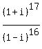%281%2Bi%29%5E17%2F%281-i%29%5E16