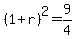 %281%2Br%29%5E2+=+9%2F4