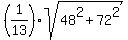 %281%2F13%29sqrt%2848%5E2%2B72%5E2%29