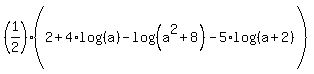 %281%2F2%29%282%2B4%2Alog%28%28a%29%29-log%28%28a%5E2%2B8%29%29-5%2Alog%28%28a%2B2%29%29%29