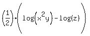%281%2F2%29%28log%28%28x%5E2y%29%29+-+log%28%28z%29%29%29