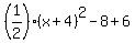 %281%2F2%29%28x%2B4%29%5E2-8%2B6