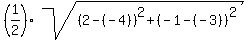 %281%2F2%29%2Asqrt%28%282-%28-4%29%29%5E2%2B%28-1-%28-3%29%29%5E2%29