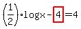 %281%2F2%29+log%28x%29-+highlight%284%29+=+4