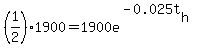 %281%2F2%291900=1900e%5E%28-0.025t%5Bh%5D%29