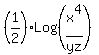 %281%2F2%29Log%28x%5E4%2Fyz%29
