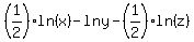 %281%2F2%29ln%28x%29+-+lny+-+%281%2F2%29ln%28z%29+