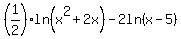 %281%2F2%29ln%28x%5E2%2B2x%29-2ln%28x-5%29