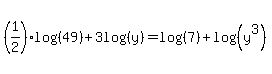 %281%2F2%29log%28%2849%29%29%2B3log%28%28y%29%29=log%28%287%29%29%2Blog%28%28y%5E3%29%29