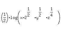 %281%2F2%29log%28%28x%2A2%5E%281%2F2%29y%5E%281%2F2%29z%5E%281%2F4%29%29%29