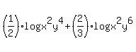 %281%2F2%29log%28x%5E2y%5E4%29%2B%282%2F3%29log%28x%5E2y%5E6%29