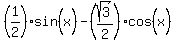%281%2F2%29sin%28x%5E%22%22%29-%28sqrt%283%29%2F2%29cos%28x%5E%22%22%29