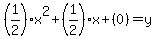 %281%2F2%29x%5E2%2B%281%2F2%29x%2B%280%29=y