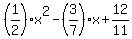 %281%2F2%29x%5E2-%283%2F7%29x%2B12%2F11
