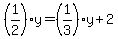 %281%2F2%29y=%281%2F3%29y%2B2