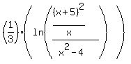 %281%2F3%29%28ln%28%28%28x%2B5%29%5E2%2Fx%29%2F%28x%5E2-4%29%29%29