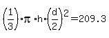 %281%2F3%29%2Api%2Ah%2A%28d%2F2%29%5E2=209.3