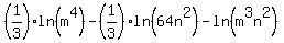 %281%2F3%29ln%28m%5E4%29+-+%281%2F3%29ln%2864n%5E2%29+-+ln%28m%5E3n%5E2%29