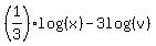 %281%2F3%29log%28%28x%29%29+-+3log%28%28v%29%29
