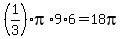 %281%2F3%29pi%2A9%2A6+=+18pi