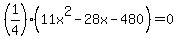 %281%2F4%29%2811x%5E2-28x-480%29=0