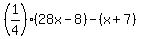 %281%2F4%29%2828x-8%29-%28x%2B7%29