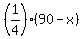 %281%2F4%29%2890-x%29