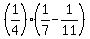 %281%2F4%29%2A%281%2F7+-+1%2F11%29