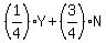 %281%2F4%29Y%2B%283%2F4%29N