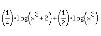 %281%2F4%29log%28%28x%5E3%2B2%29%29%2B%281%2F2%29log%28%28x%5E3%29%29