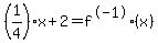 %281%2F4%29x%2B2=f%5E-1%28x%29