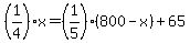 %281%2F4%29x=%281%2F5%29%28800-x%29%2B65