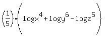 %281%2F5%29%28log%28x%5E4%29%2Blog%28y%5E6%29-log%28z%5E5%29%29