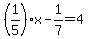 %281%2F5%29x-1%2F7=4