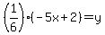 %281%2F6%29%28-5x%2B2%29+=+y+