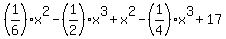 %281%2F6%29x%5E2-%281%2F2%29x%5E3%2Bx%5E2-%281%2F4%29x%5E3%2B17