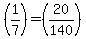 %281%2F7%29=%2820%2F140%29