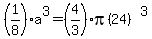 %281%2F8%29a%5E3=%284%2F3%29pi%2824%29%5E3