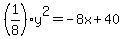 %281%2F8%29y%5E2=-8x%2B40