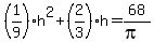 %281%2F9%29h%5E2%2B%282%2F3%29h=68%2F%28pi%29