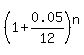 %281+%2B+0.05%2F12+%29%5En