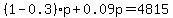 %281-0.3%29p%2B0.09p=4815