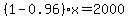 %281-0.96%29x=2000