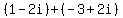 %281-2i%29%2B%28-3%2B2i%29